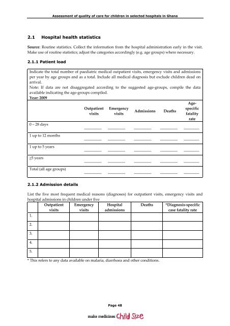 Assessment of quality of care for children in selected hospitals in ...