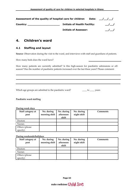 Assessment of quality of care for children in selected hospitals in ...