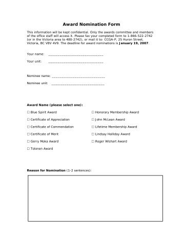 Award Nomination Form