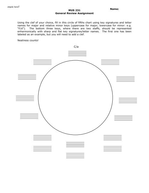 MUS 231 General Review Assignment Using the clef ... - Jkornfeld.net