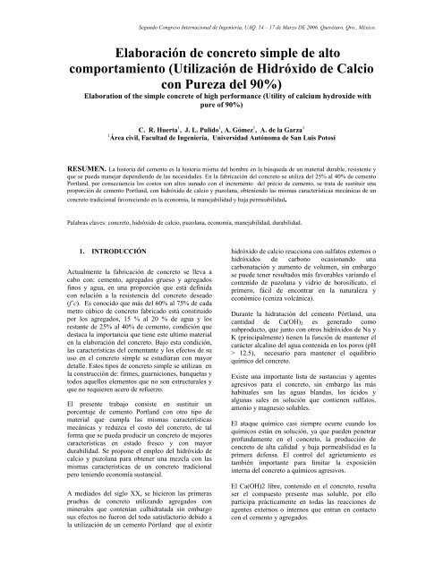 ElaboraciÃ³n de concreto simple de alto comportamiento ... - Anfacal