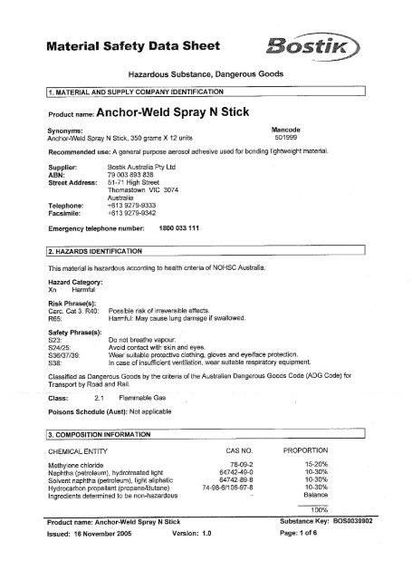 Spray & Stick Anchor Weld