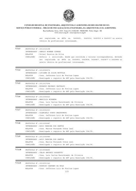 SÃºmula da ReuniÃ£o OrdinÃ¡ria nÂ° 1010, da CÃ¢mara ... - Crea-RS