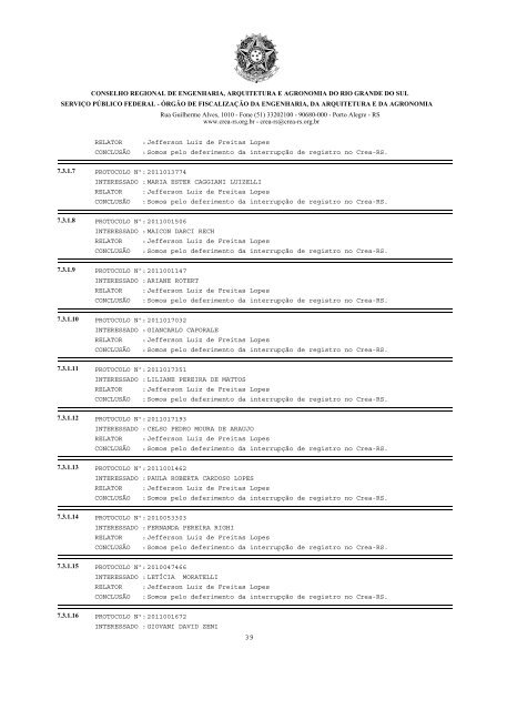 SÃºmula da ReuniÃ£o OrdinÃ¡ria nÂ° 1010, da CÃ¢mara ... - Crea-RS