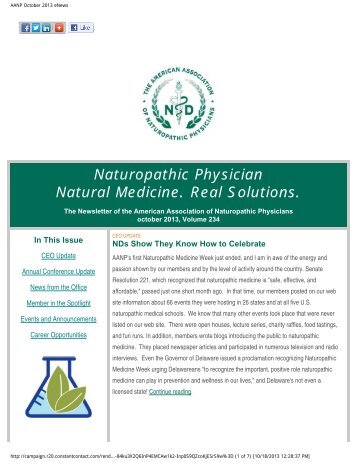 October 2013 - American Association of Naturopathic Physicians