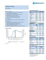 Mongolia Weekly: 9 July 2010 - Eurasia Capital