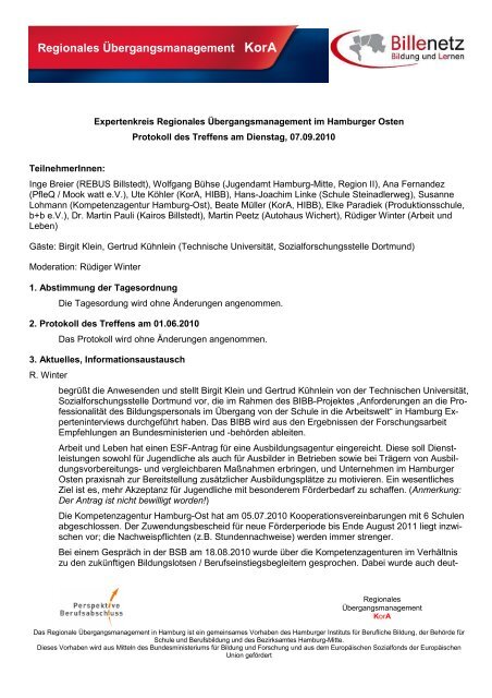 Regionales Übergangsmanagement KorA - Billenetz