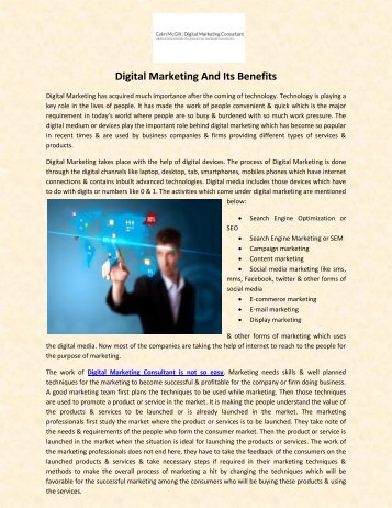 Digital Marketing And Its Benefits