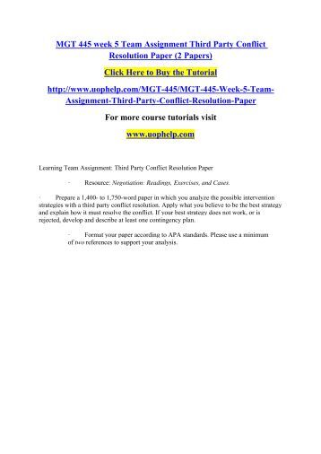 Conflict resolution papers