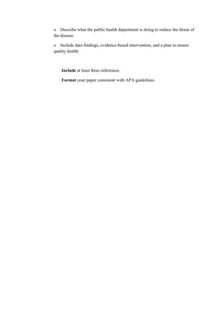 HCS 457 week 4 Individual Assignment Communicable Disease Paper/uophelp