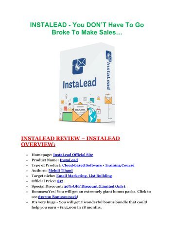 InstaLead  review and (COOL) $32400 bonuses