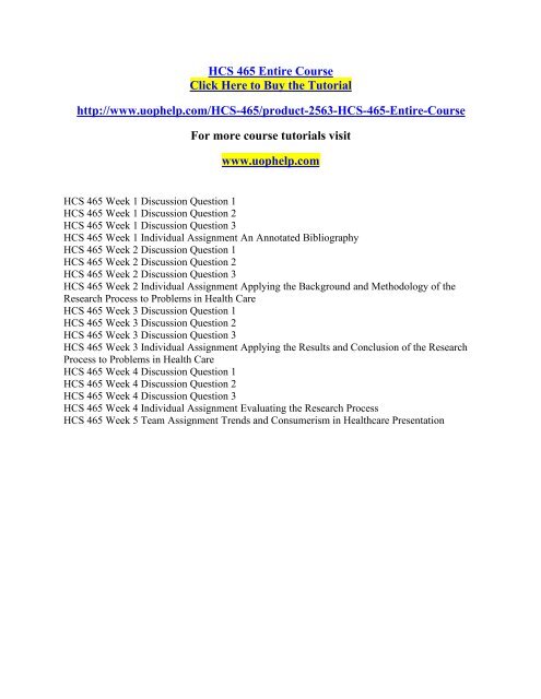 Hcs Syllabus.pdf HCS 465 Entire Course.pdf