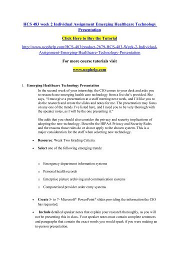 HCS 483 week 2 Individual Assignment Emerging Healthcare Technology Presentation.pdf