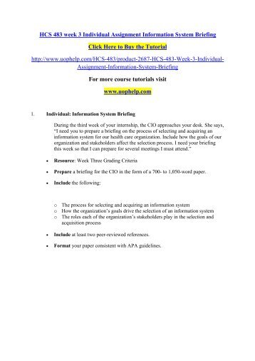 HCS 483 week 3 Individual Assignment Information System Briefing.pdf