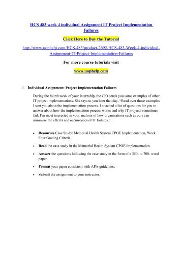 hcs 483 final project health care Free essays on hcs 483 health care information systems terms for students use our papers to help you with yours 1 - 30. hcs 483 final project health care Free essays on hcs 483 health care information systems terms for students use our papers to help you with yours 1 - 30.