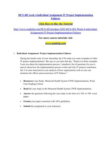 HCS 483 week 4 individual Assignment IT Project Implementation Failures.pdf