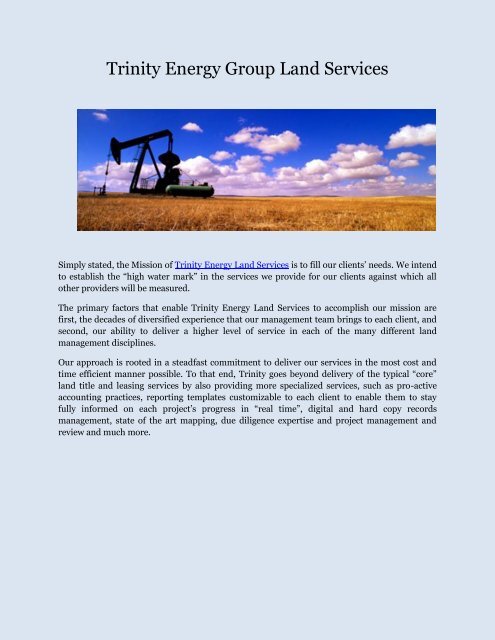 Trinity Energy Group Land Services