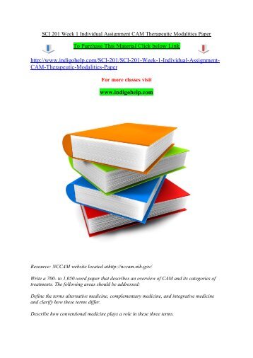 SCI 201 Week 1 Individual Assignment CAM/indigohelp