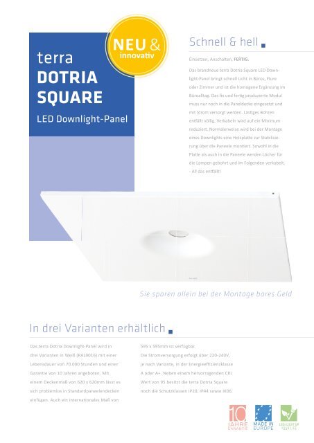 terra Dotria Square LED Downlight-Panel