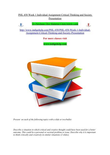 Individual assignment critical thinking application paper
