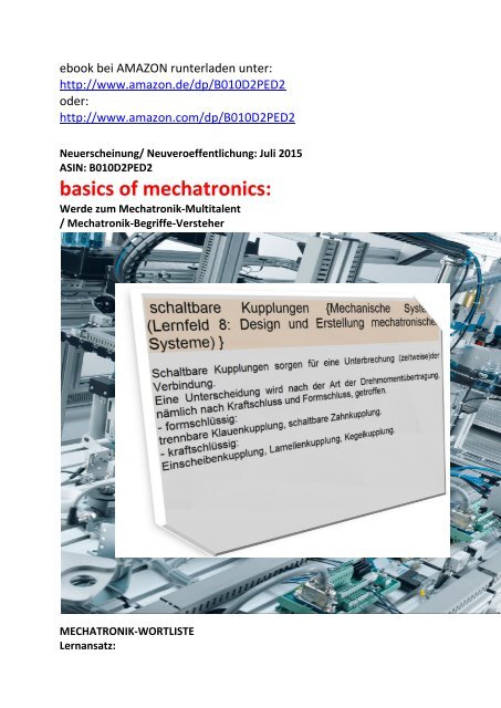 Technische Systeme: Einteilung- Bestandteile- Realisierung (Mechatronik  Grundlagen; Einstieg)