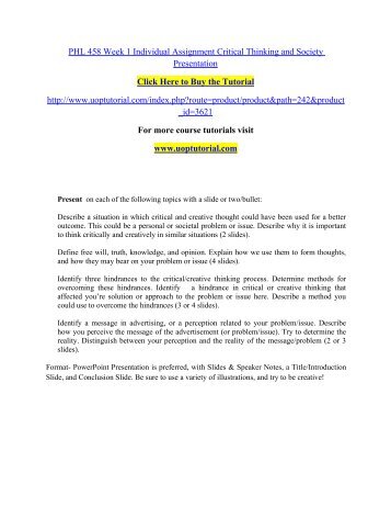 Individual assignment critical thinking application paper