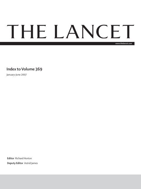 Index to Volume 369 - The Lancet Conferences