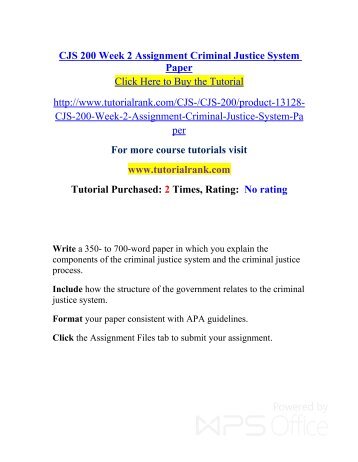 Assignment criminal justice system paper