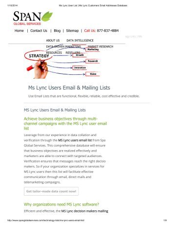 Buy Targeted MS Lync End User List from Span Global Services