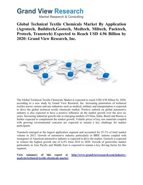 Technical Textile Chemicals Market To 2020- Industry Trends, Forecast: Grand View Research, Inc. 