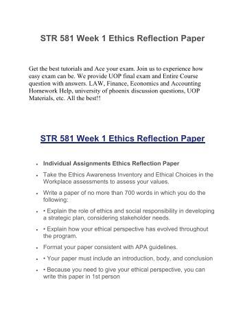 ethics reflection essay