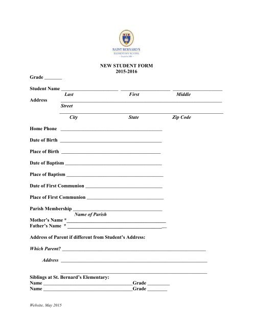 New Student Form