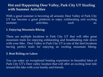 Hot and Happening Deer Valley, Park City UT Sizzling with Summer Activities.pdf