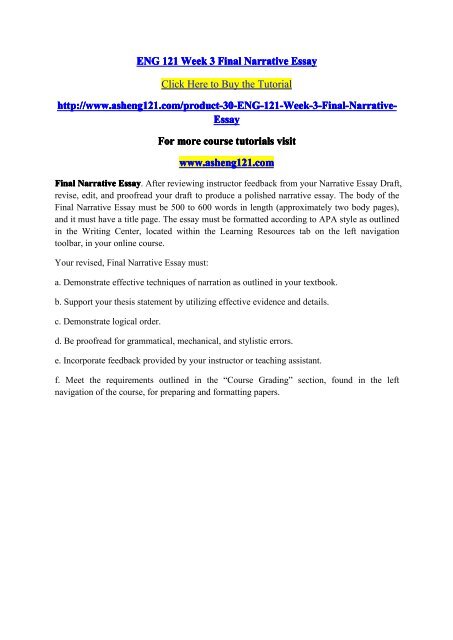 English Essays For High School Students How To Make A Thesis Statement For An Essay also Essay On Good Health Eng Week Final Narrative Essayashengdotcom Argumentative Essay Papers