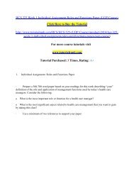 HCS 325 Week 1 Individual Assignment Roles and Functions Paper/Tutorialrank