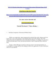 HCS 325 Week 4 Individual Assignment Motivational Methods Paper/Tutorialrank