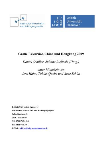 Große Exkursion China und Hongkong 2009 Daniel Schiller, Juliane ...