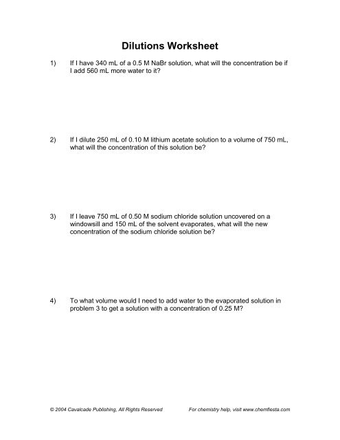 Dilutions Practice Problems & Answers.082 - mrdeakin