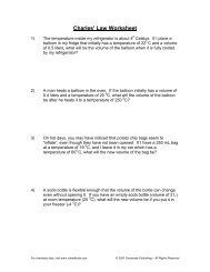 Worksheet Ã¢Â€Â“ Boyle's Law, Charles's Law
