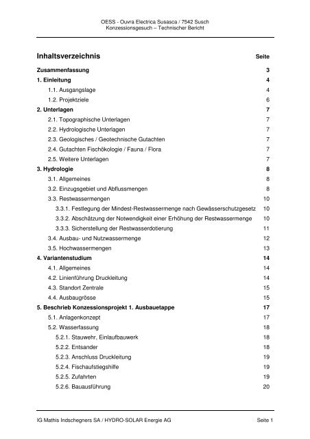 Konzession- und Bauprojekt - HYDRO-SOLAR Engineering AG