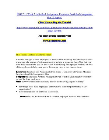 mgt 311 week 2 employee portfolio management plan Mgt 311 organizational development complete course mgt 311 week 2 individual employee portfolio: bus 519 wk 4 assignment 2 risk management plan. mgt 311 week 2 employee portfolio management plan Mgt 311 organizational development complete course mgt 311 week 2 individual employee portfolio: bus 519 wk 4 assignment 2 risk management plan.