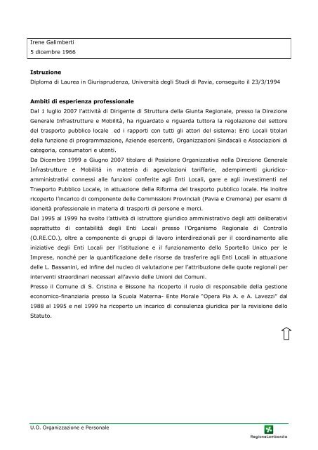 Curriculum vitae dei Dirigenti in servizio presso Regione ... - Salute