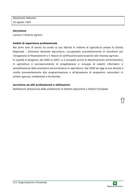 Curriculum vitae dei Dirigenti in servizio presso Regione ... - Salute