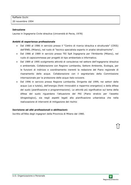 Curriculum vitae dei Dirigenti in servizio presso Regione ... - Salute