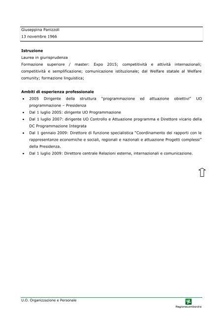 Curriculum vitae dei Dirigenti in servizio presso Regione ... - Salute