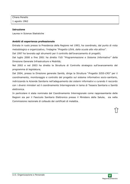 Curriculum vitae dei Dirigenti in servizio presso Regione ... - Salute