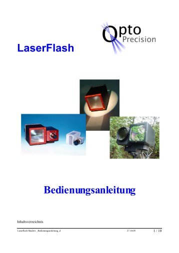 LaserFlash Bedienungsanleitung - OptoPrecision