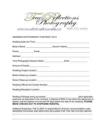 WEDDING PHOTOGRAPHY CONTRACT 2013 Wedding Date and ...