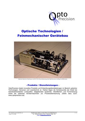 Optische Technologien / Feinmechanischer  ... - OptoPrecision