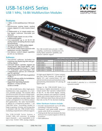 USB 1 MHz, 16-Bit Multifunction Modules - MicroDAQ.com